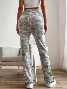 Space Dye Lettuce Trim Knit Pants - Multicolor - View 2