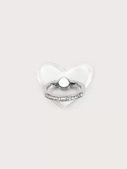 Soporte de anillo para teléfono con forma de corazón transparente compatible con iPhone, teléfonos Android, regalo para cumpleaños, familia, amigos, soporte de anillo para el dedo, agarre de teléfono, accesorios para teléfonos