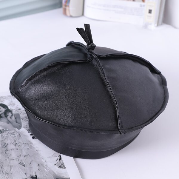 

PU Leather Beret, Black