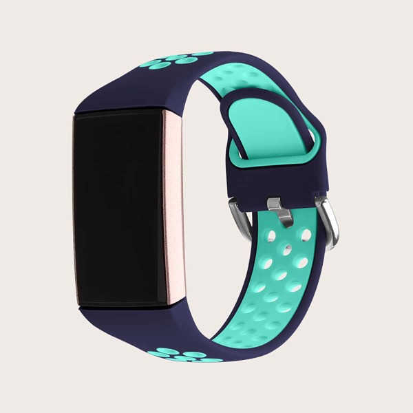 

Colorblock Watchband For Fitbit Charge3/4, Blue