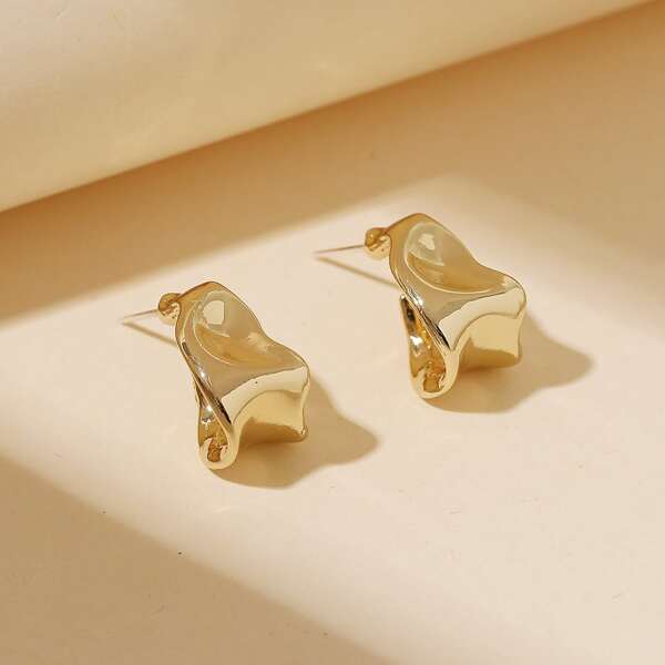 

Distorted Metal Earrings, Gold