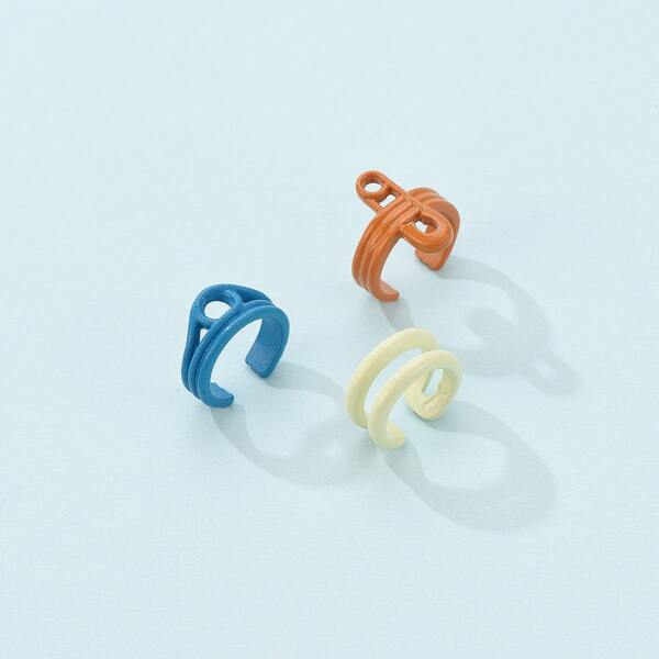 

3pcs Safety Pin Decor Ear Cuff, Multicolor