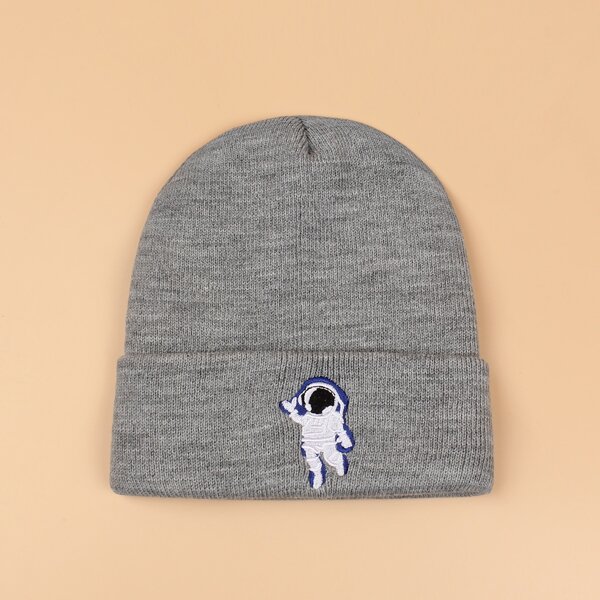 

Astronaut Embroidery Beanie, Grey