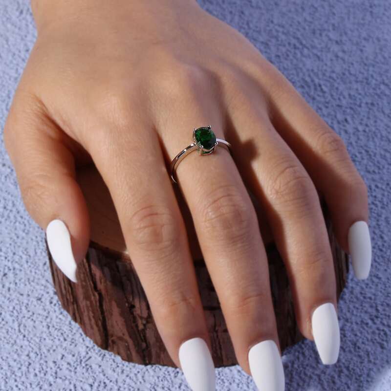 

Rhinestone Decor Ring, Green