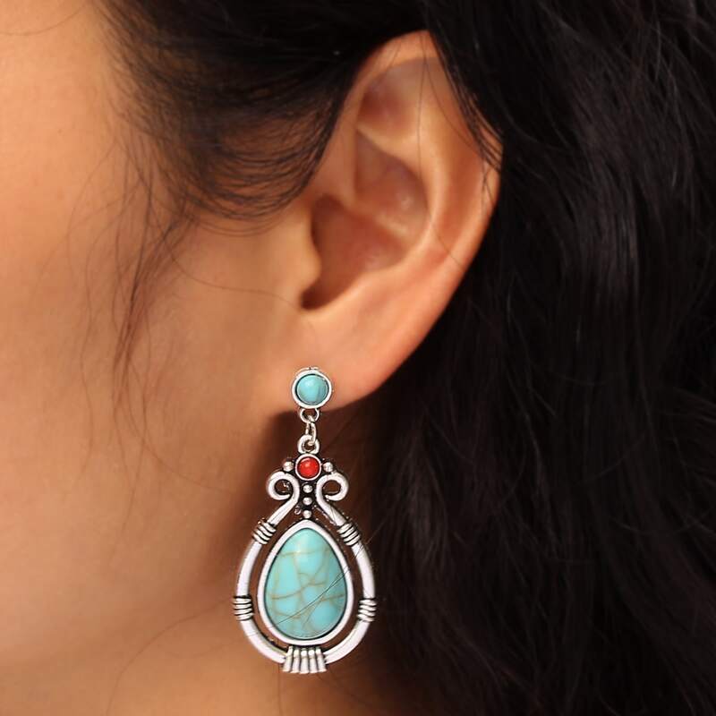 

Gemstone Drop Earrings, Blue