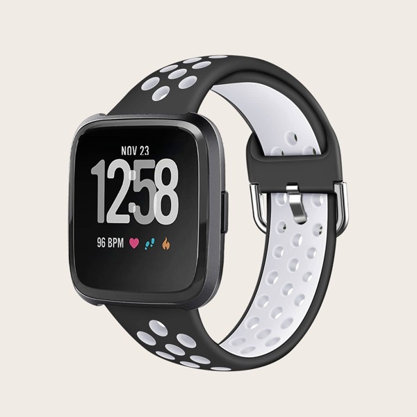 

Colorblock Watchband For Fitbit Versa, Black and white