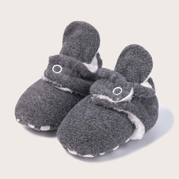 

Minimalist Snap Button Fluffy Boots, Dark grey