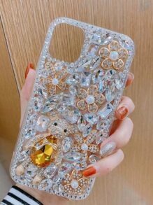 水鑽熊裝飾鑽石手機殼 - 白色 - 查看 2