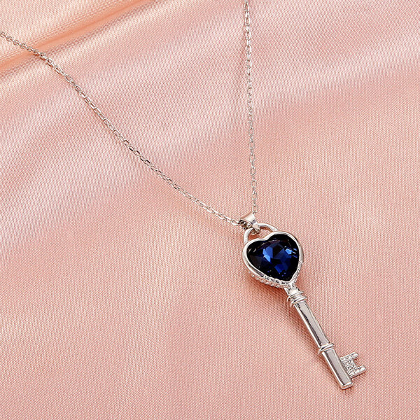 

Heart Key Charm Necklace, Silver