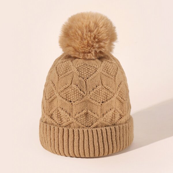 

Pom Pom Knit Beanie, Khaki