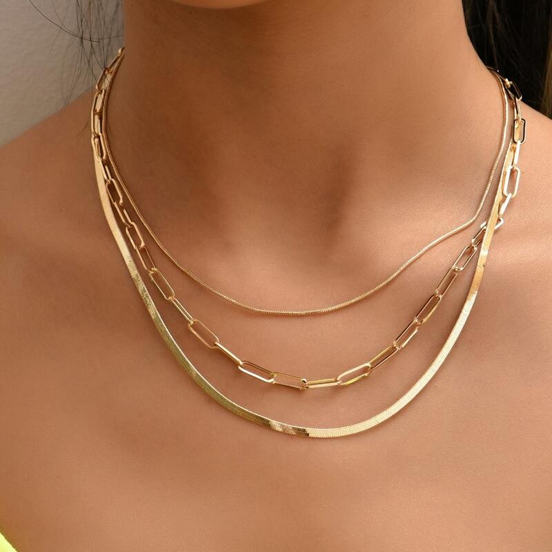 

Minimalist Layered Chain Necklace, Gold