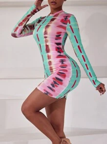 SHEIN SXY Đầm Cắt ra Cà vạt nhuộm Giải trí - Nhiều màu - Xem 5