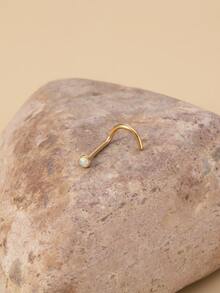 蛋白石裝飾鼻釘 - 金黃色 - 查看 4