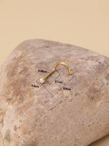 蛋白石裝飾鼻釘 - 金黃色 - 查看 5