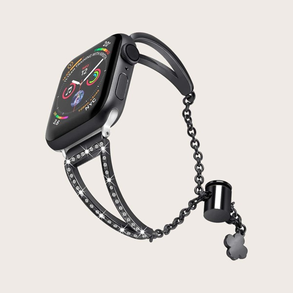 

Rhinestone Decor Bracelet Design Watchband For iWatch, Black