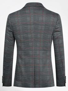 CLOUDSTYLE Men Lapel Neck Plaid Print Single Button Blazer - Multicolor - View 2