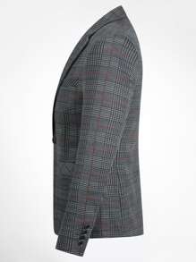 CLOUDSTYLE Men Lapel Neck Plaid Print Single Button Blazer - Multicolor - View 3