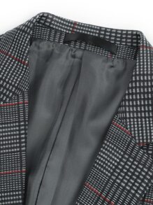 CLOUDSTYLE Men Lapel Neck Plaid Print Single Button Blazer - Multicolor - View 6