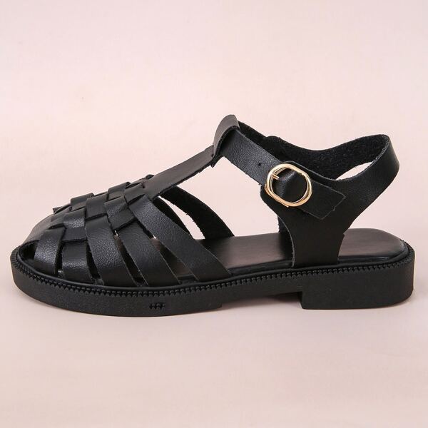 

Buckle Detail Ankle Strap Sandals, Black