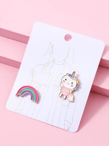 2pcs Toddler Girls Cartoon Graphic Brooch - Multicolor - View 1