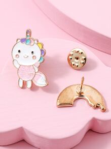 2pcs Toddler Girls Cartoon Graphic Brooch - Multicolor - View 2