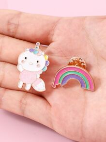 2pcs Toddler Girls Cartoon Graphic Brooch - Multicolor - View 3