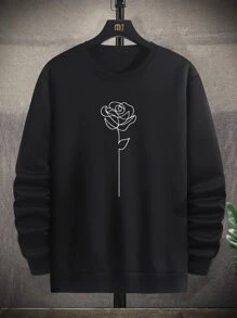 Manfinity Men Floral Print Round Neck Sweatshirt - Black - View 1