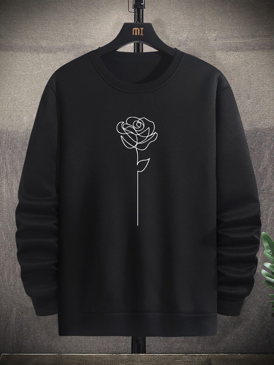 Manfinity Men Floral Print Round Neck Sweatshirt - Black - View 1