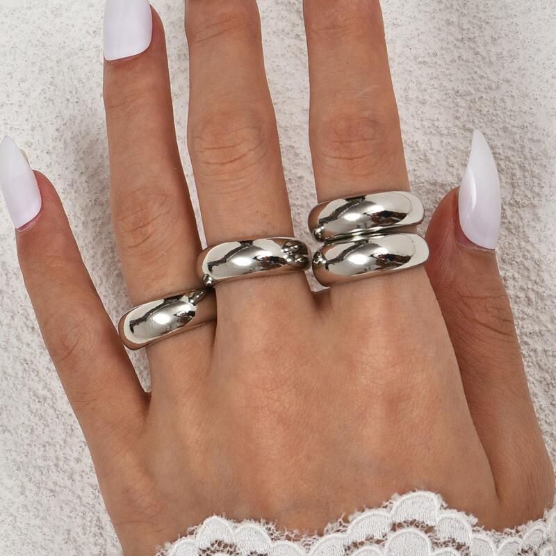 

4pcs Minimalist Metal Ring, Silver