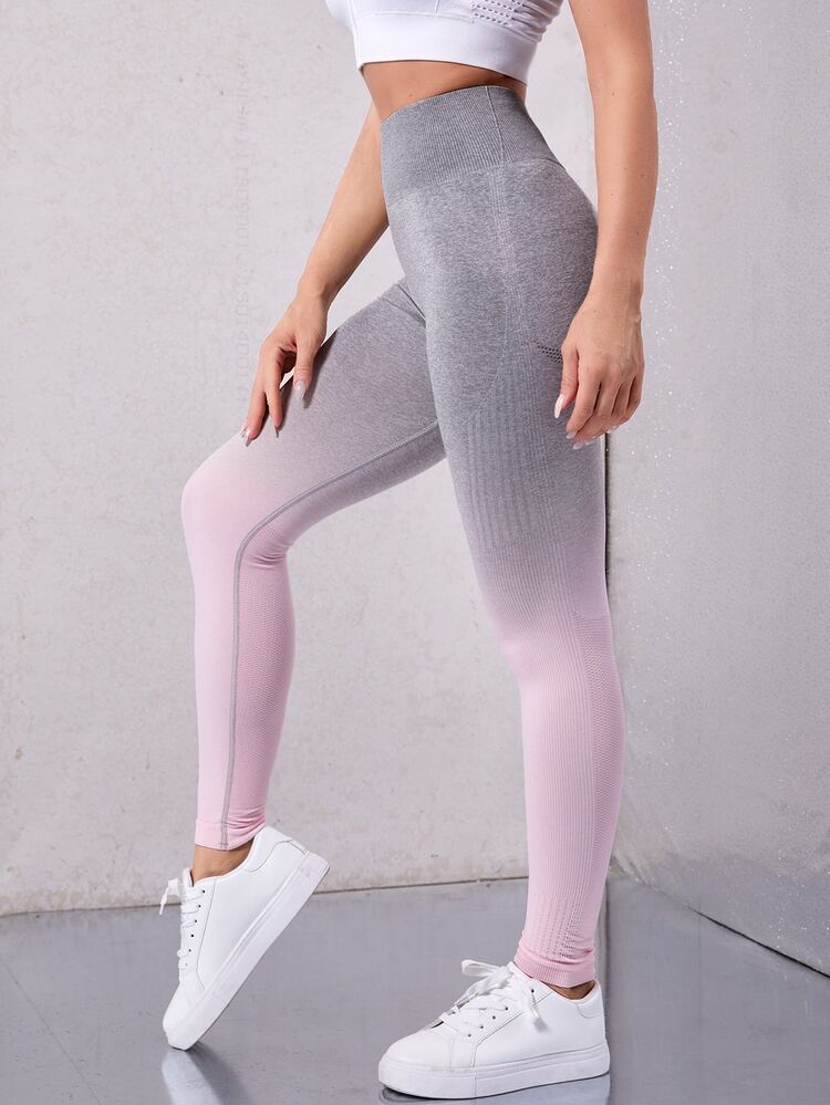 漸變圖案無縫運動打底褲 - 彩色 - 查看 3