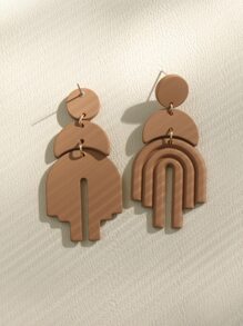 圓形裝飾耳墜 - 棕色 - 查看 2