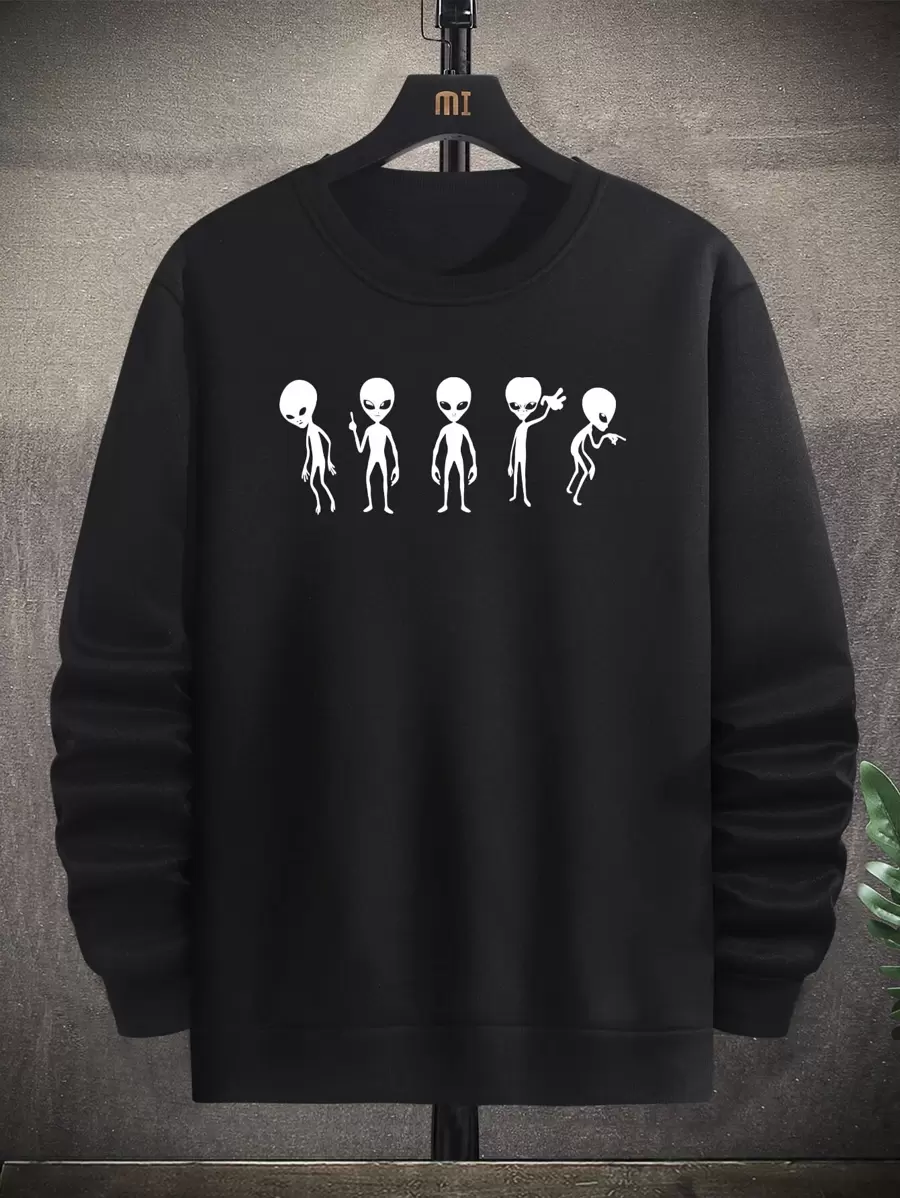 Manfinity Roghcode Men Alien Print Sweatshirt