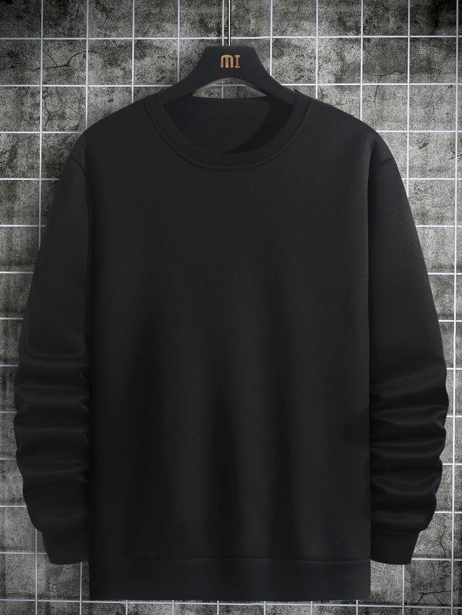 Manfinity Hypemode Lỏng lẻo phù hợp Nam Màu thuần Vòng cổ Áo nỉ - màu đen - Xem 1