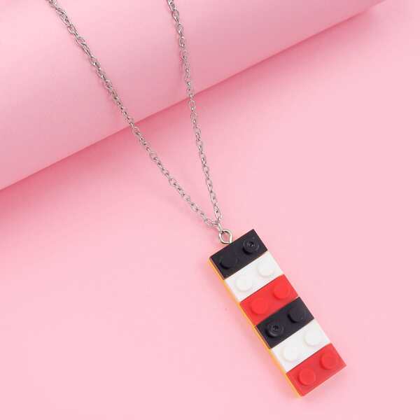 

Toddler Kids Color Block Geometric Charm Necklace, Multicolor