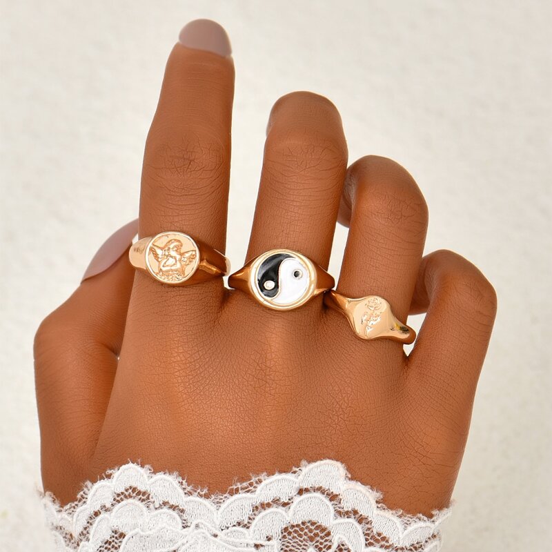

3pcs Yin & Yang Decor Ring, Multicolor