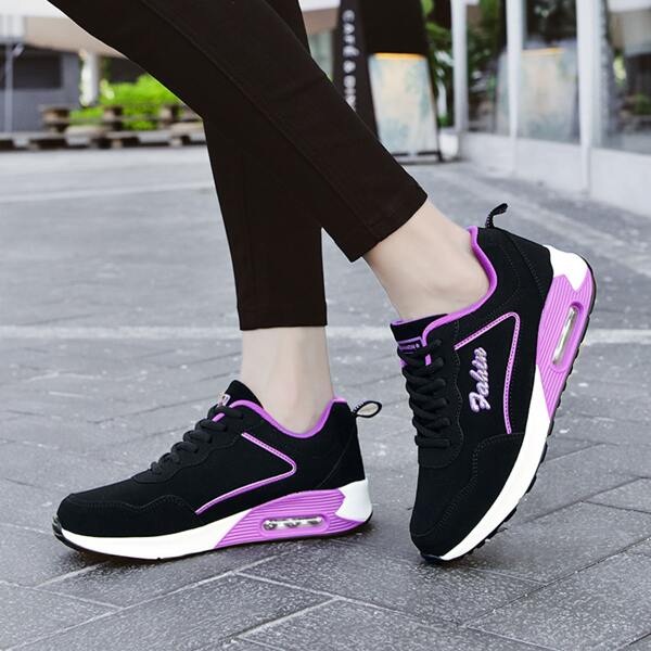 

Letter Graphic Lace Up Front Sports Shoes, Black