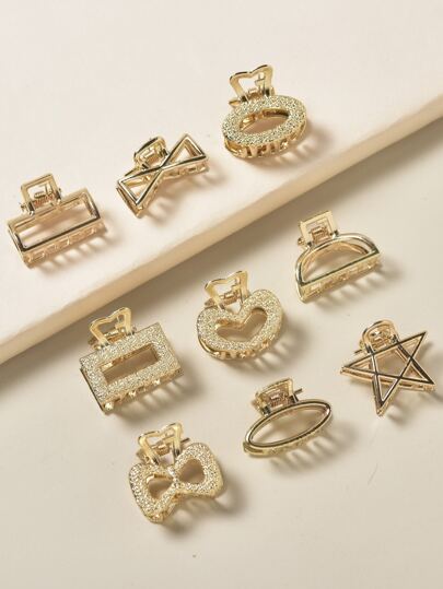 9pcs Toddler Girls Heart Design Hair Claw