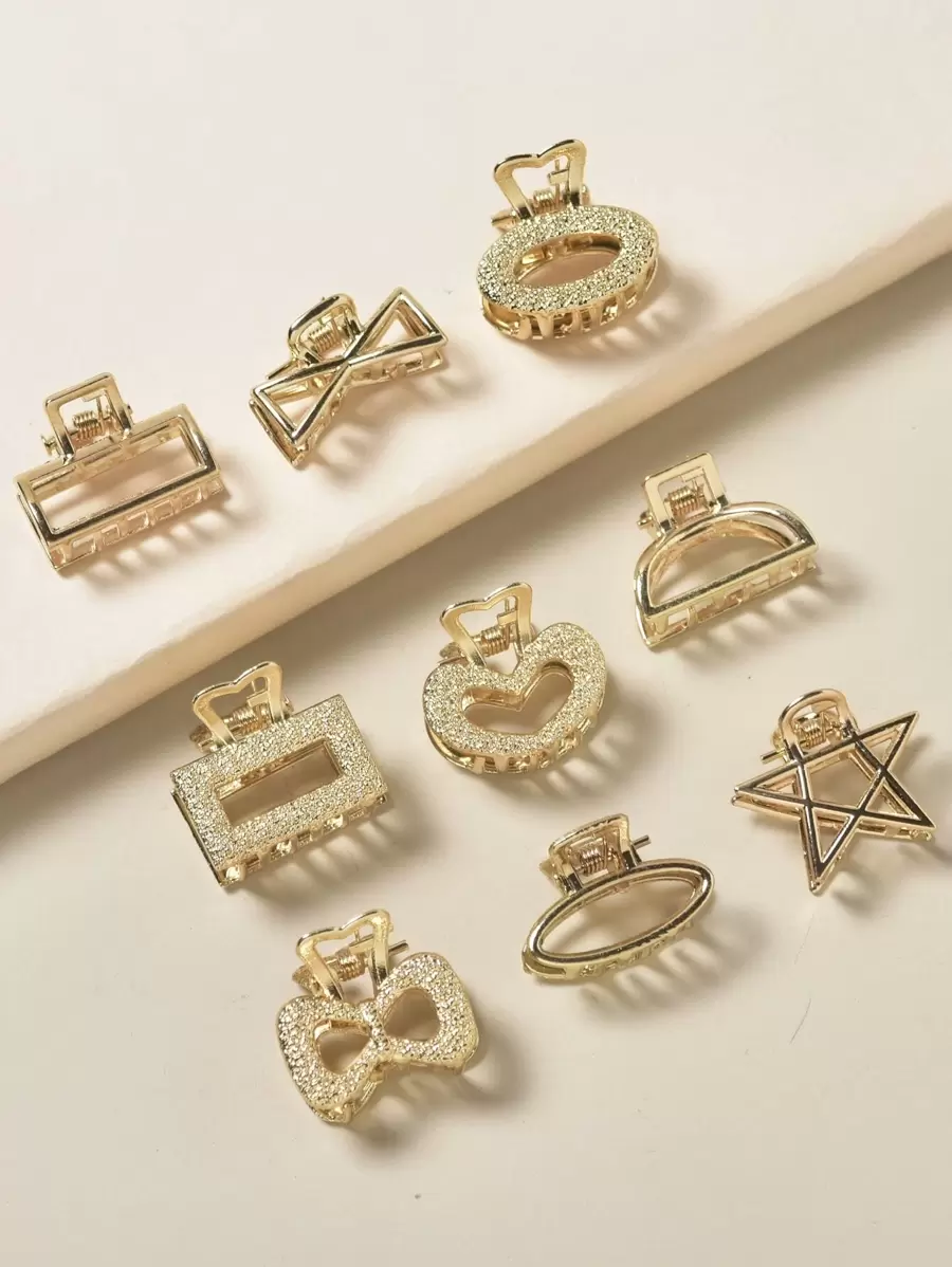 9pcs Toddler Girls Heart Design Hair Claw