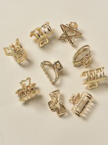 9pcs Toddler Girls Heart Design Hair Claw