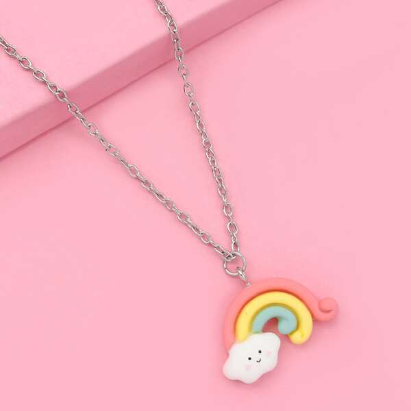 

Toddler Kids Rainbow Charm Necklace, Multicolor