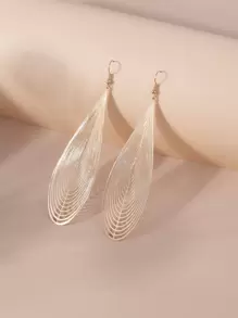 鏤空水滴耳環 - 金黃色 - 查看 2