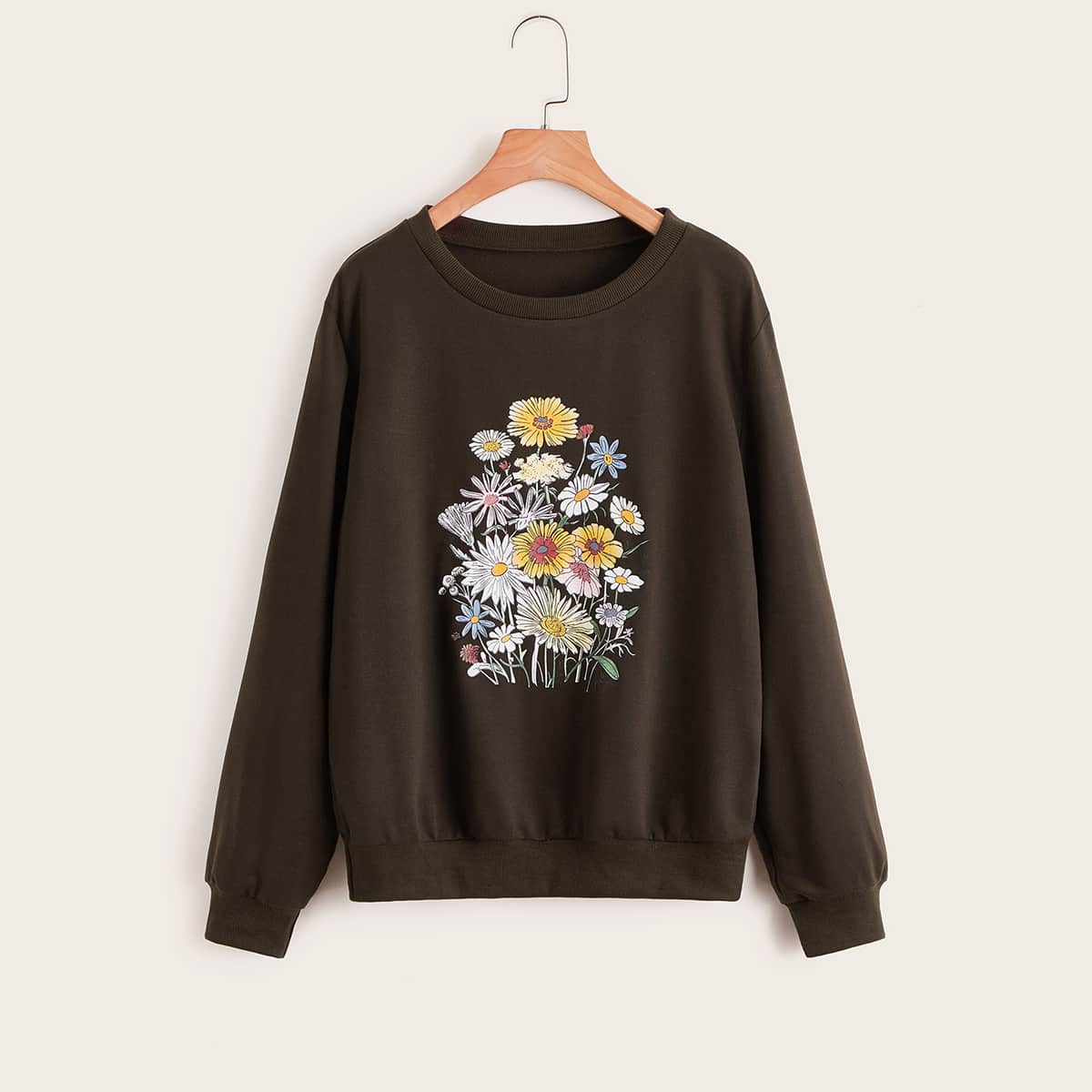 

Floral Graphic Sweatshirt, Chocolate brown
