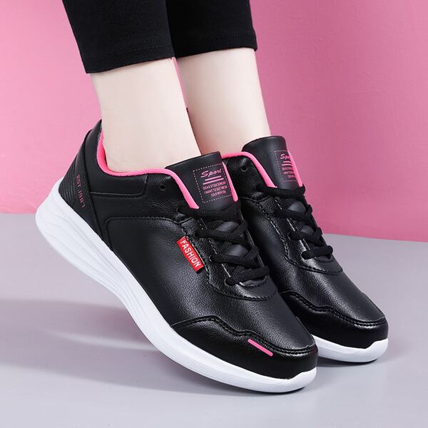 

Letter Patch Lace-up Front Sneakers, Black