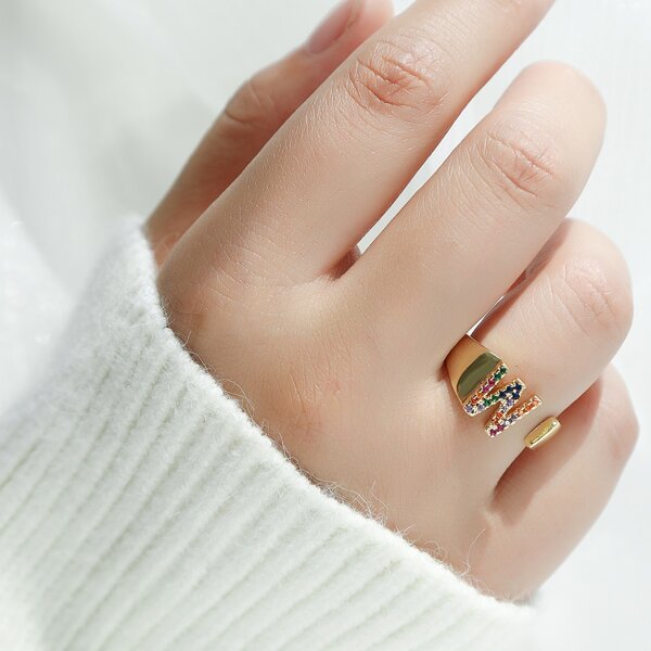 

Girls Rhinestone Letter Decor Cuff Ring, Multicolor