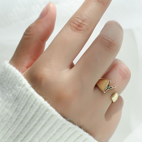 

Girls Letter Decor Cuff Ring, Multicolor