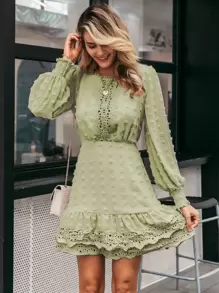 Simplee Sukienki Sznurówka Kontrastowa Zmarszczony Rąbek Jedna z Warstw Suwak Zmarszczony Równy Boho