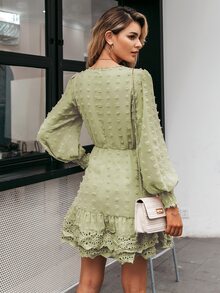 Simplee Sukienki Sznurówka Kontrastowa Zmarszczony Rąbek Jedna z Warstw Suwak Zmarszczony Równy Boho