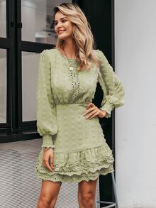 Simplee Sukienki Sznurówka Kontrastowa Zmarszczony Rąbek Jedna z Warstw Suwak Zmarszczony Równy Boho