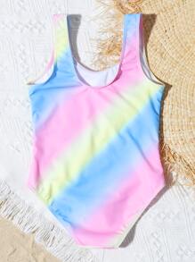 小女童獨角獸印花連體泳衣 - 彩色 - 查看 2