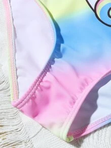 小女童獨角獸印花連體泳衣 - 彩色 - 查看 4